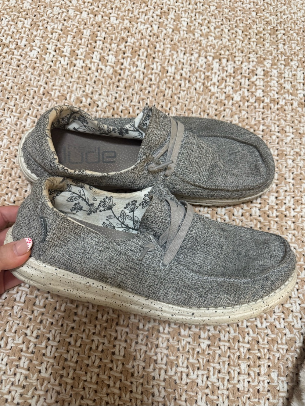 Hey Dude Men's Gray Canvas Slip-On Loafers